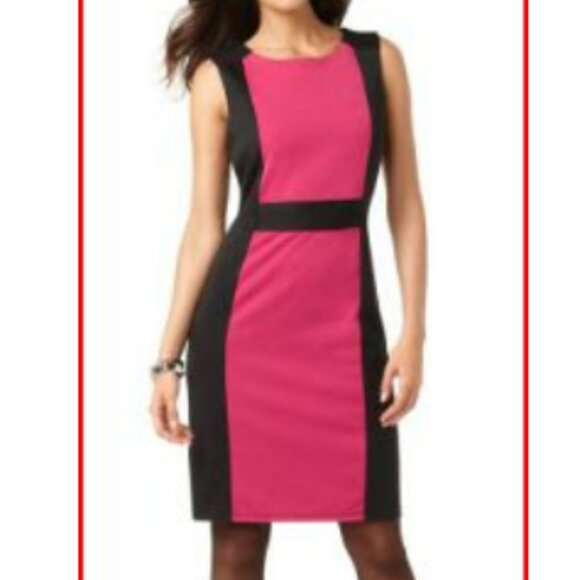 Elegant Pink and Black Sleeveless Dress - Picture 1 of 5